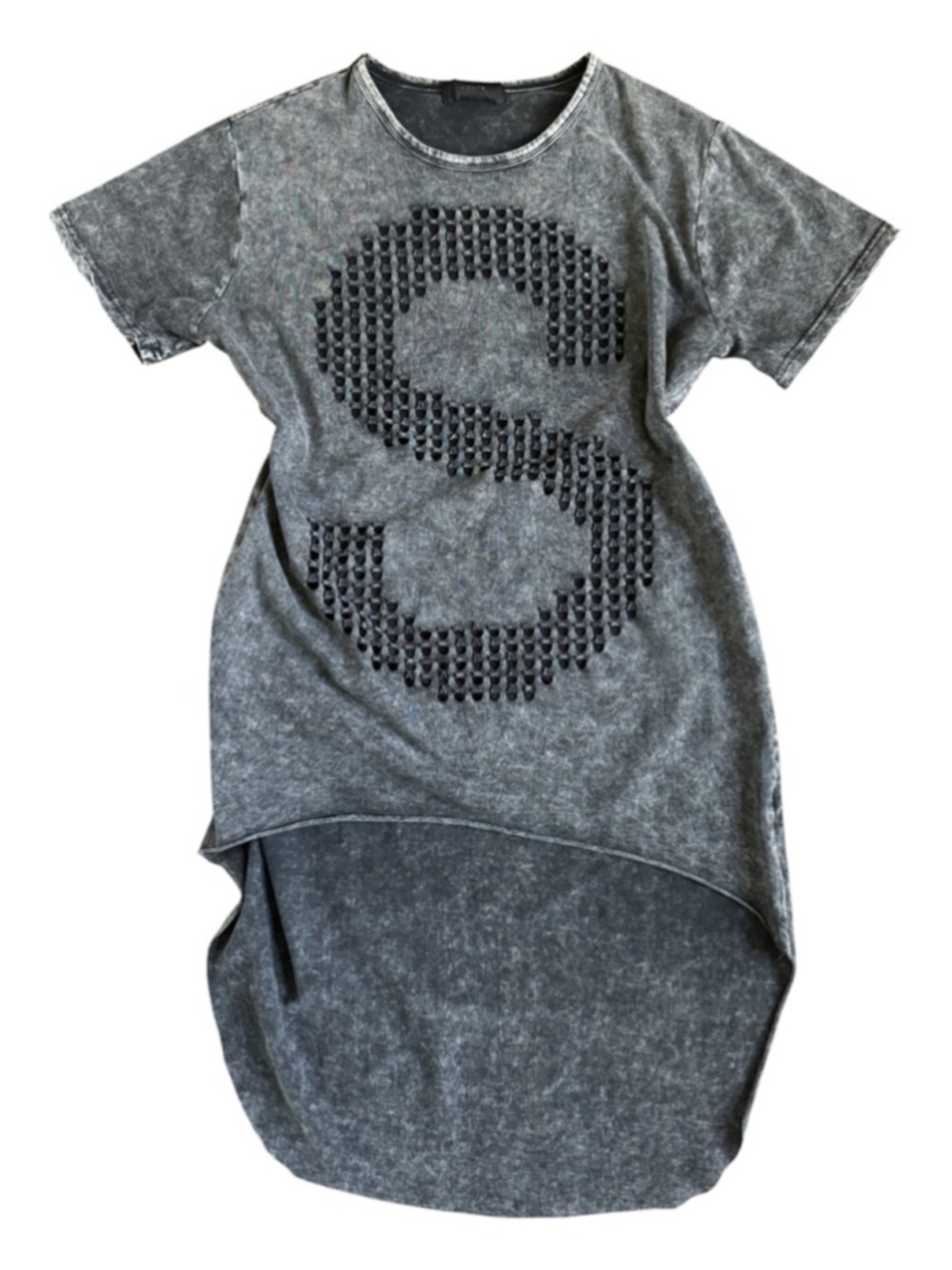 acid wash cutout tunic top high low mesh edgy grunge